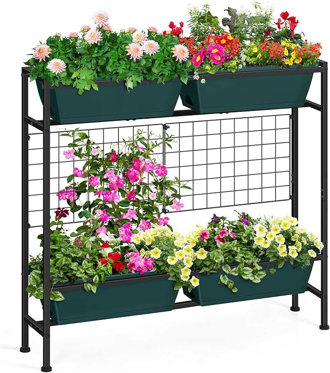 OYEAL Raised Garden Bed with Legs & & Trellis 32" Tall Vertical Herb Garden by OYEAL