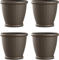 Suncast 4 Pack Wicker Planter w/ Drillable Drain Holes, Decorative by Suncast