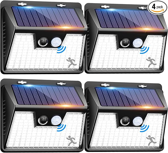 Peasur Solar Lights Outdoor Waterproof, 4 Pack 140LED Motion Sensor Light by Peasur