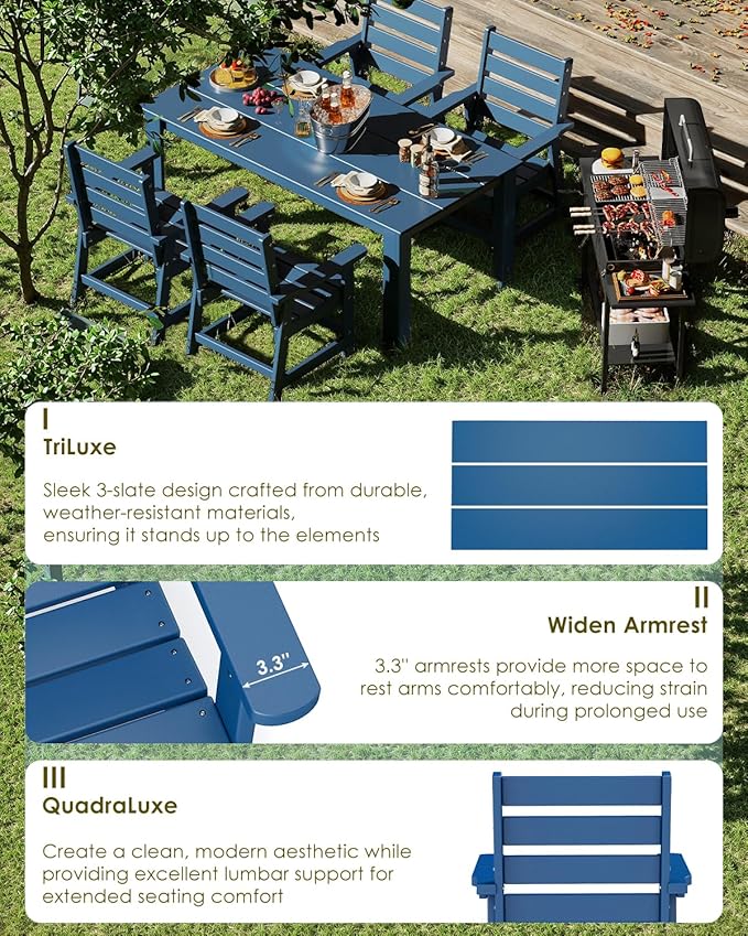GREENVINES 7-Piece Outdoor Dining Set | HDPE | Patio Table and Chairs Sets - Image 6