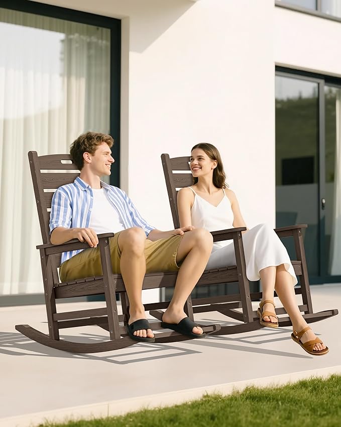SERWALL Outdoor Rocking Chair, Oversized Rocking Chair - Image 7