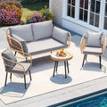 DWVO Patio Furniture Set 4 Pieces Boho Wicker Bistro Set, All Weather Outdoor by DWVO