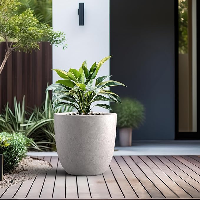 Kante 18 Inch Dia Round Concrete Planter, Indoor Outdoor Large Plant Pot - Image 4