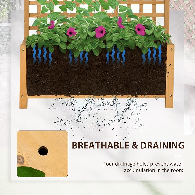 Outsunny Wood Planter with Trellis, Raised Garden Bed - Image 4