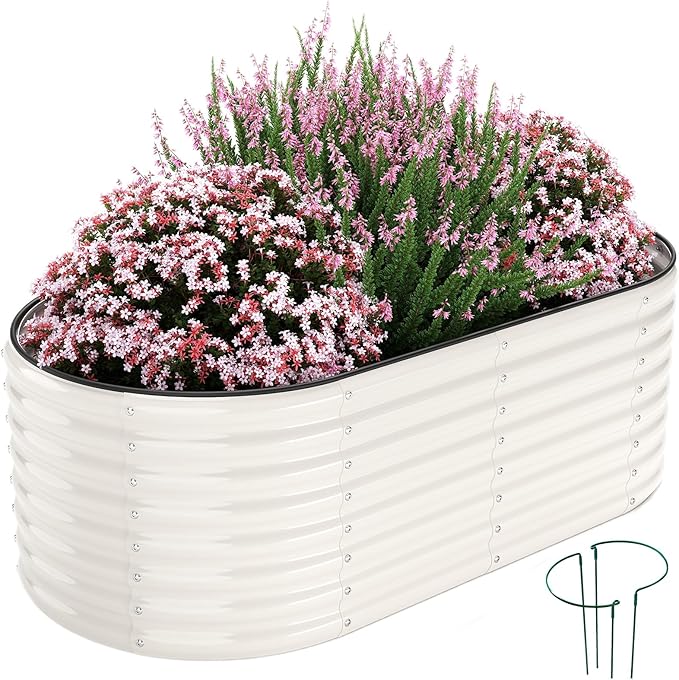 Galvanized Metal Planter Round Raised Garden Bed Kit by ZFHgarden