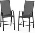 VINGLI Set of 2 Stackable Outdoor Bar Stools – Sling Chairs by VINGLI