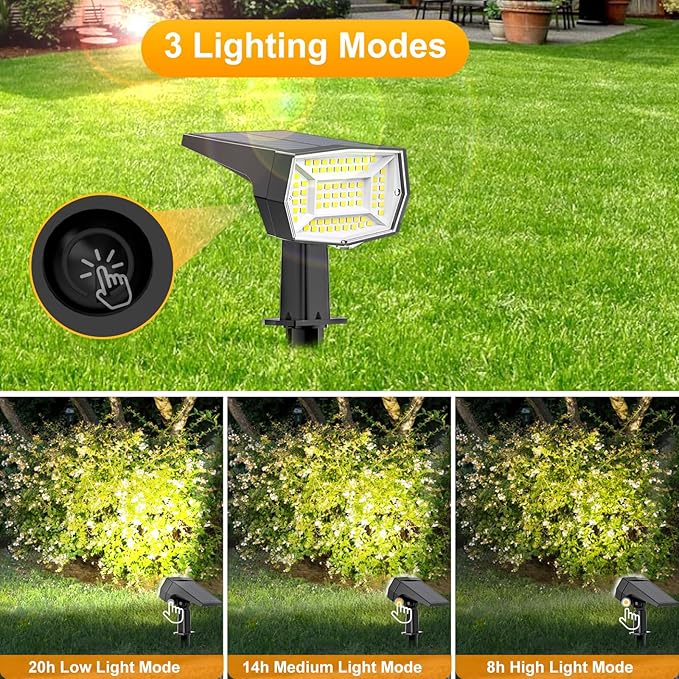 Fabrito 72 LEDs Solar Spot Lights Outdoor Waterproof, 3 Modes Landscape - Image 4