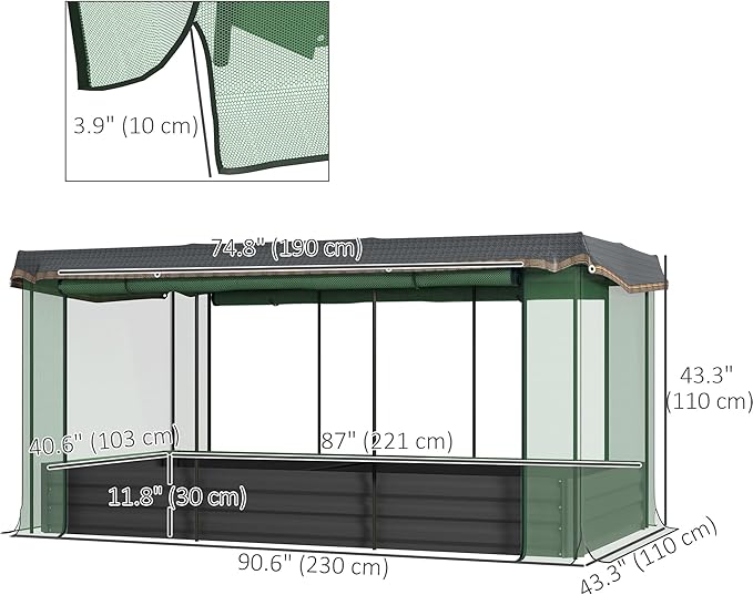Outsunny 7.3 x 3.4 x 1 ft Galvanized Raised Garden Bed - Image 7