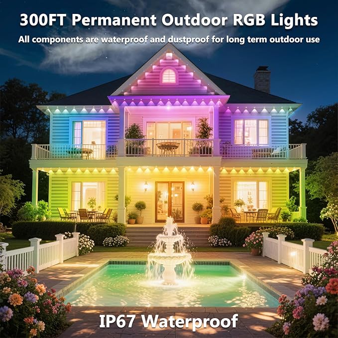 500FT Permanent Outdoor RGB Lights, IP67 Waterproof Smart Eave Lighting - Image 4
