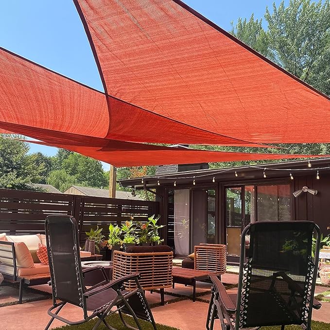 LOVE STORY Custom Size 5'x6'x7.8' Terra Red Sun Shade Sail Right Triangle by LOVESTORY