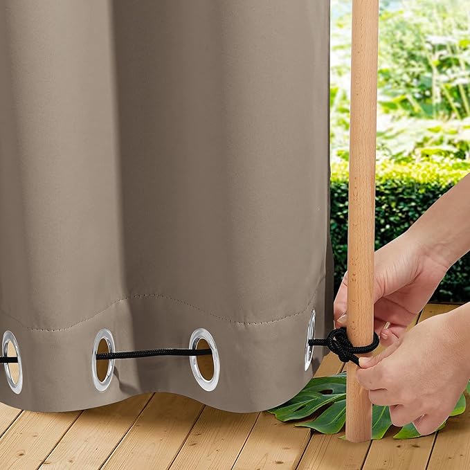 NICETOWN 2 Panels Outdoor Curtains Waterproof Fixed Grommet/Back Tab on Top & - Image 4