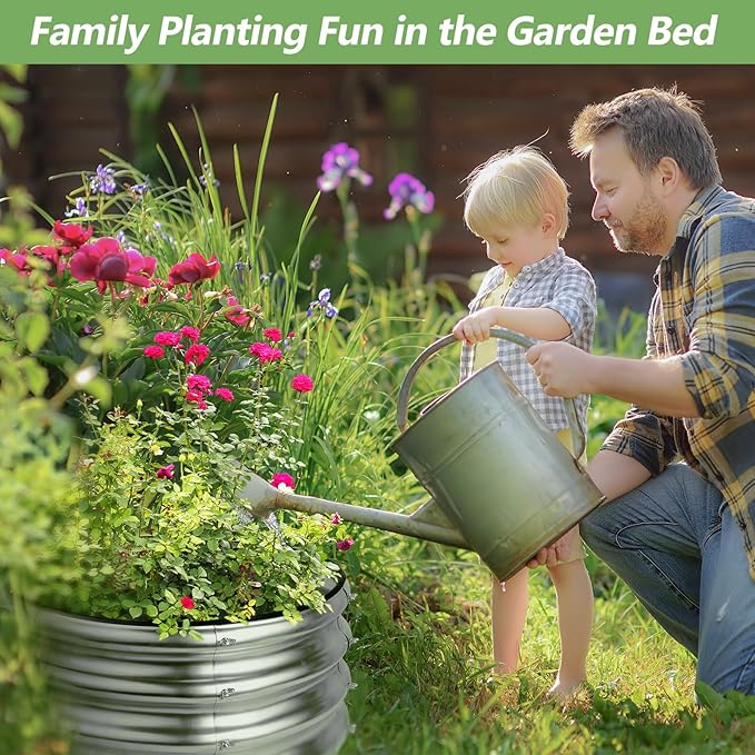 2x2x1ft Round Galvanized Raised Garden Bed Kits, Raised Garden Bed Metal - Image 5