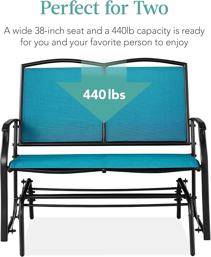 Best Choice Products 2-Person Outdoor Patio Swing Glider Steel Bench Loveseat - Image 6