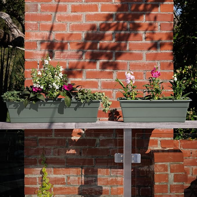 Bloem Dura Cotta 30" Basil Resin Rectangle Window Box Planter - Image 2