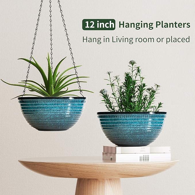 12 inch Large Hanging Planters for Indoor Outdoor Plants, Hanging Baskets for - Image 5