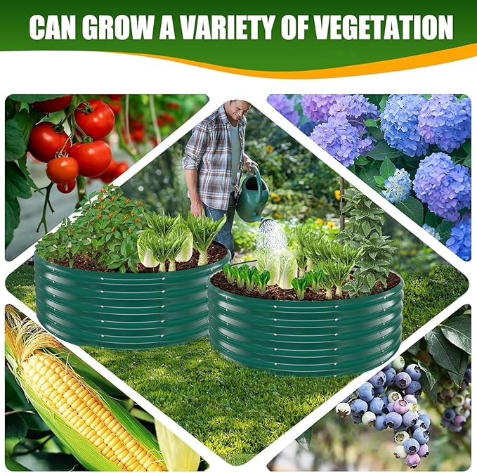 17" Tall Elevated Round Metal Rised Garden Bed- 4'x4' in Size and 0.8MM Thick - Image 6