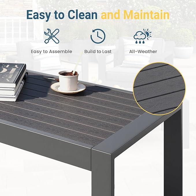 Modern Aluminum Outdoor Coffee Table, All-Weather Metal Rectangle Table - Image 4