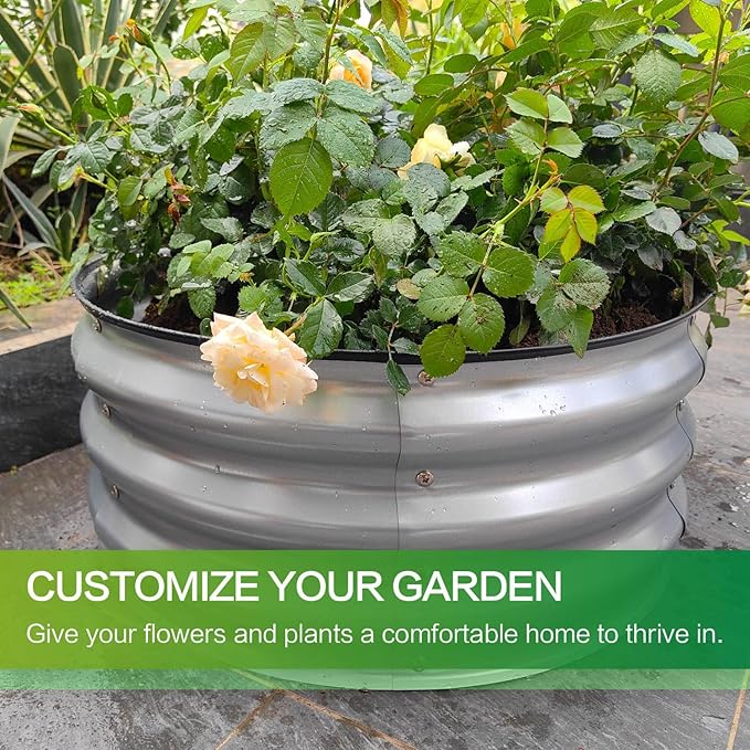GARDMAX 2 Pack 2x2x1FT Galvanized Round Raised Garden Bed Kit, Metal Planter - Image 6