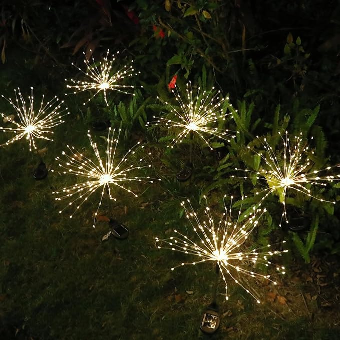 FOOING 6 Pcs Solar Garden Lights Solar Firework Lights, 200 LED String Light 2 - Image 2