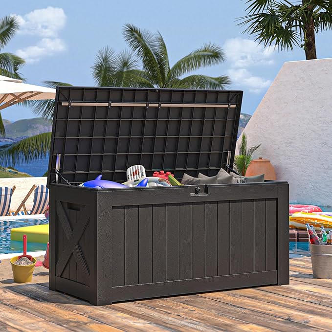 Patiowell 120 Gallon Large Deck Box, Outdoor Lockable Storage Box - Image 8