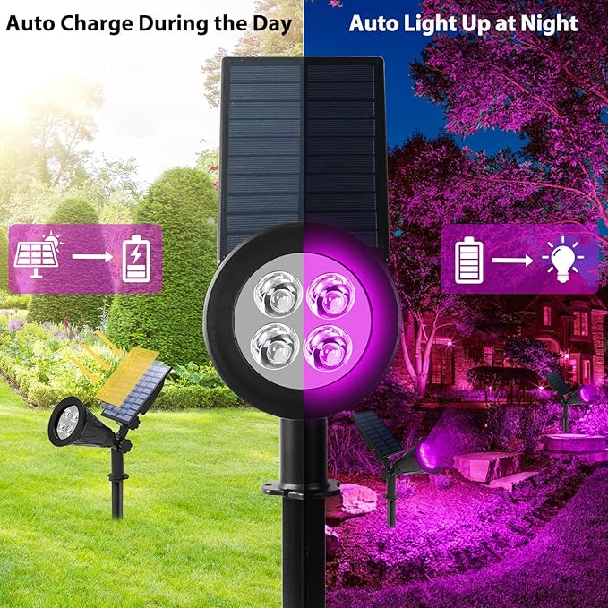 T-SUN LED Solar Spotlights, Waterproof Outdoor Security Landscape Lamps - Image 2