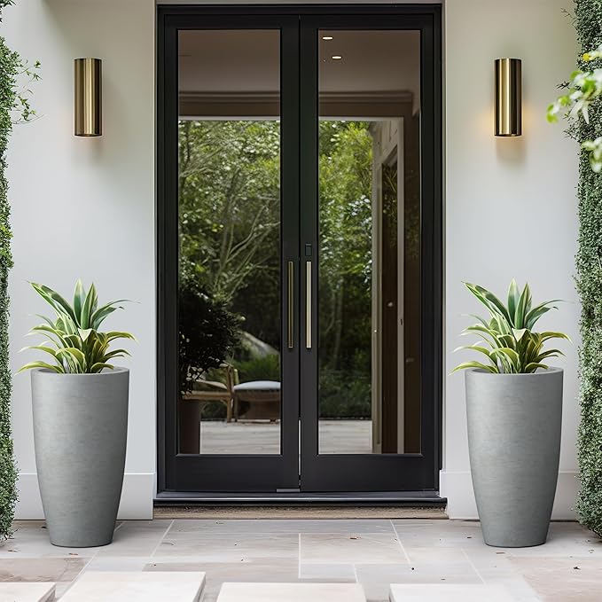 Kante 23.6" H Natural Concrete Finish Concrete Tall Planters Large Outdoor - Image 6