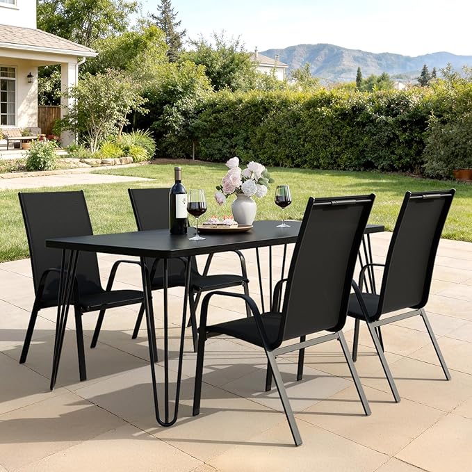 JEAREY Patio Dining Chairs Set of 4, Outdoor Stackable Dining Furniture Set - Image 8