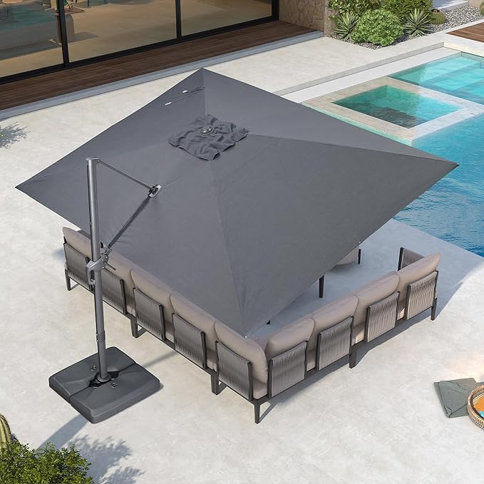 PURPLE LEAF Patio Umbrella 10' X 13' Rectangle Cantilever Umbrella Large by Unknown