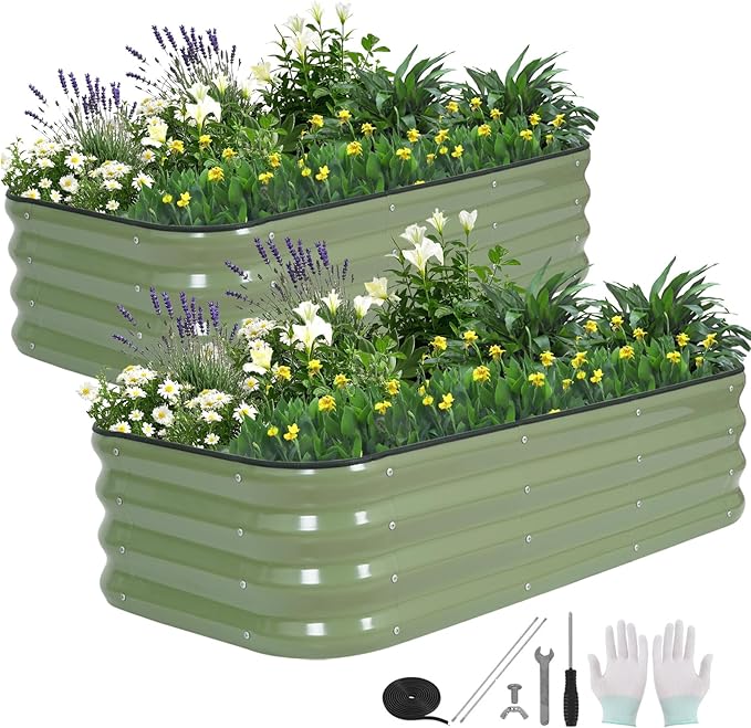3 in 1 Galvanized Raised Garden Bed by BIRDSINYARD