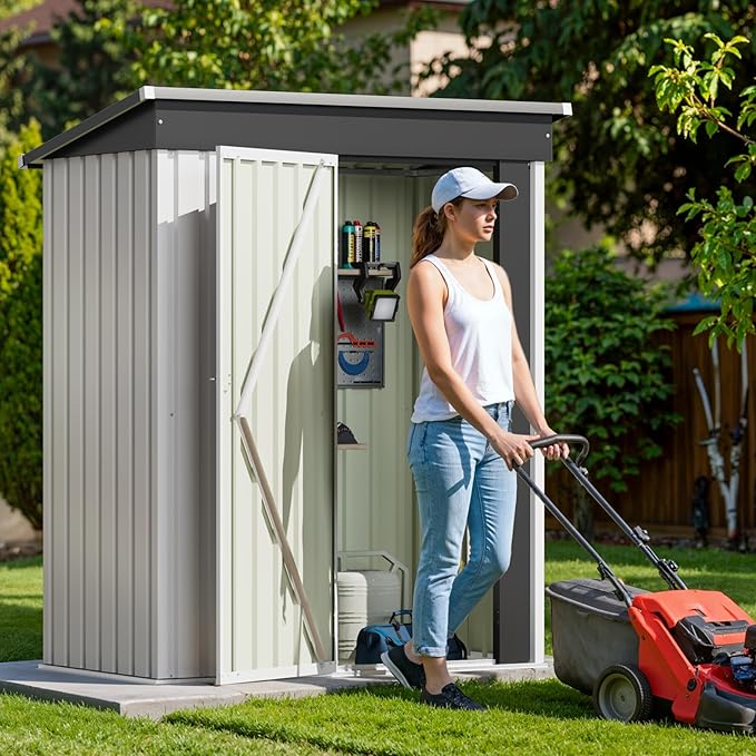 Devoko Outdoor Storage Shed 5 x 3 FT Lockable Metal Garden Shed Steel - Image 7