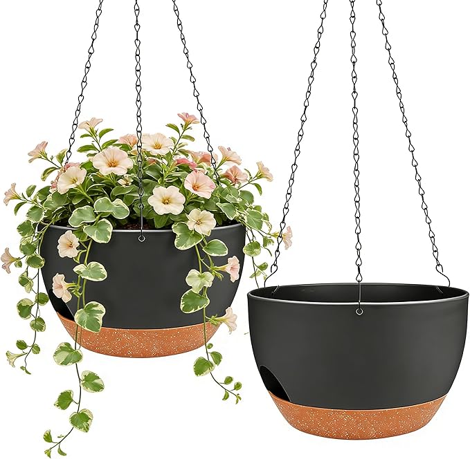 Set of 2-8 Inch Self Watering Hanging Planters by zople