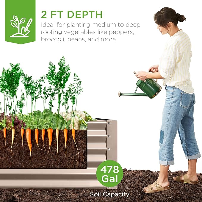 Best Choice Products 8x4x2ft Outdoor Metal Raised Garden Bed, Deep Root Planter - Image 3
