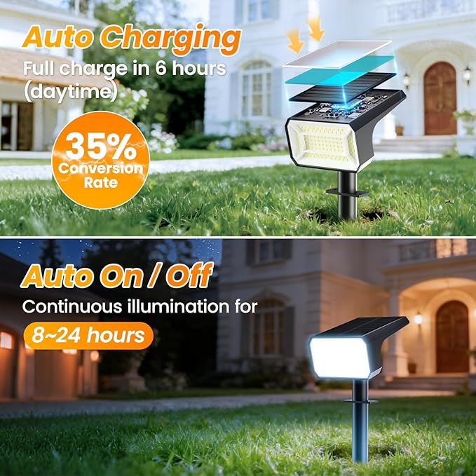 Fabrito Solar Spot Lights Outdoor 4 Pack, Auto On/Off Spotlights, IP67 - Image 2