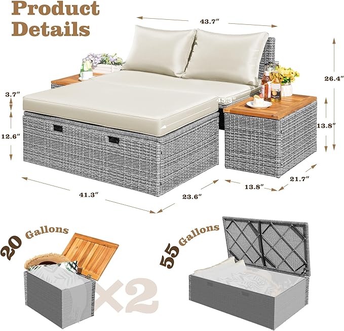 Flamaker Outdoor Rattan Daybed - Image 4