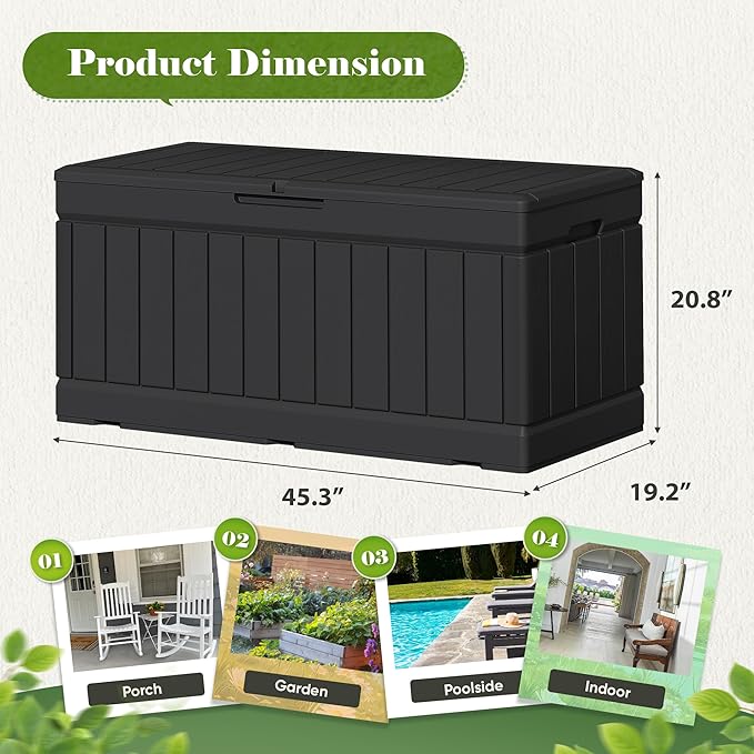 Flamaker Outdoor Storage Box 80 Gallon Resin Waterproof Deck Box Delivery Box - Image 3