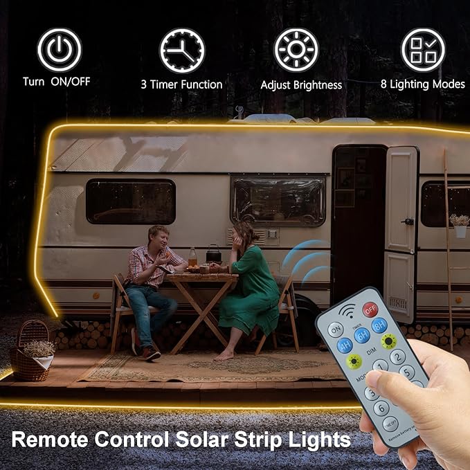 DBFAIRY 50Ft Solar LED Strip Lights Outdoor, Large Capacity Solar Powered Light - Image 2