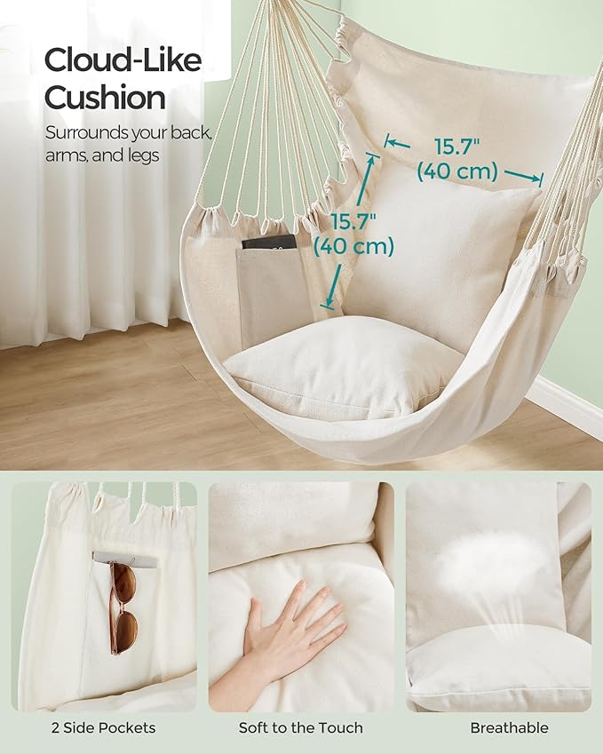 SONGMICS Hammock Chair, Load Capacity 500 lb, Hanging Chair - Image 3