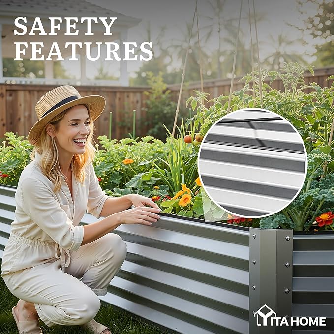YITAHOME 8x4x1.5ft 2pcs Large Raised Garden Bed Kit, Galvanized Metal Planter - Image 7