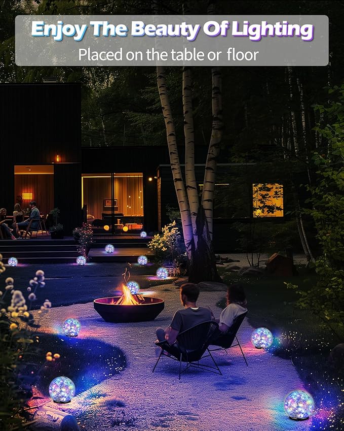 Coroor Garden Solar Ball Lights Outdoor Waterproof, 30 LED Cracked Glass Globe - Image 6