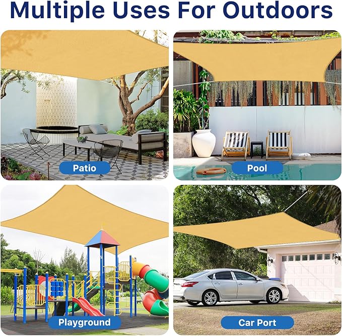 12'x16' Sun Shade Sail, UV Protection Outdoor Shade, Curved Tear Resistant - Image 7
