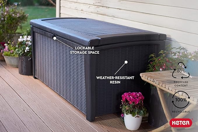 Keter Outdoor Storage Deck Box for Patio, Backyard & Garden, 110 Gal, Organizing - Image 5