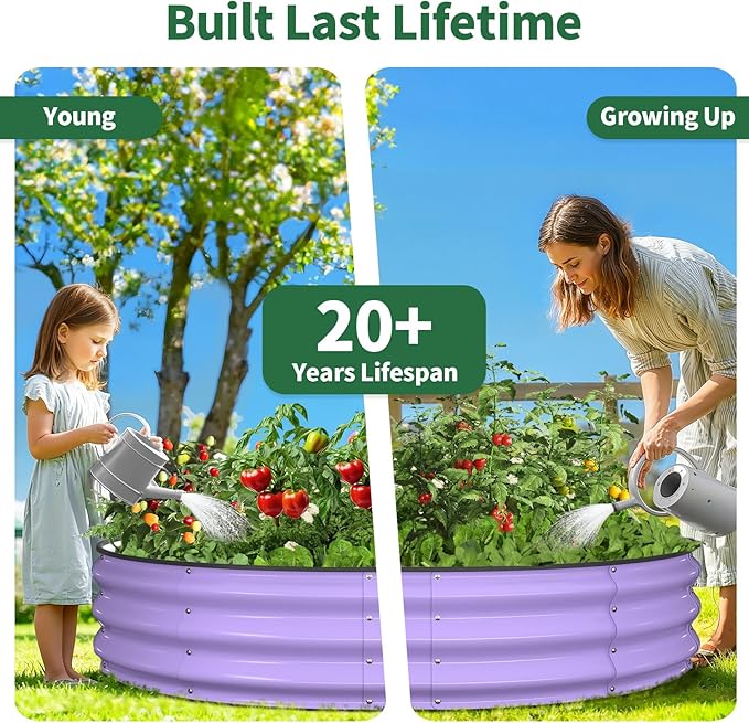 Kesfitt Round Raised Garden Bed, Open-Bottom Design, 12-Inch Deep Outdoor - Image 9