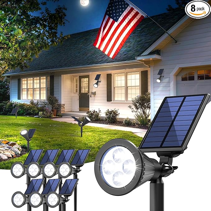 Solar Lights Outdoor Waterproof IP65, 6500K Super Bright LED, 2 Lighting Modes by JEJOT
