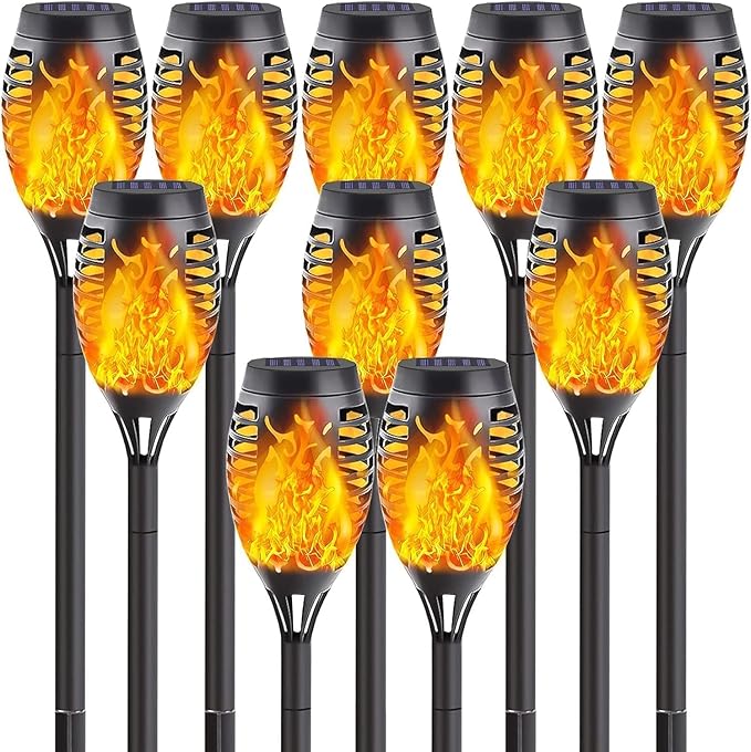 10Pack Solar Lights Outdoor, Mini Solar Torch Lights by SANJICHA