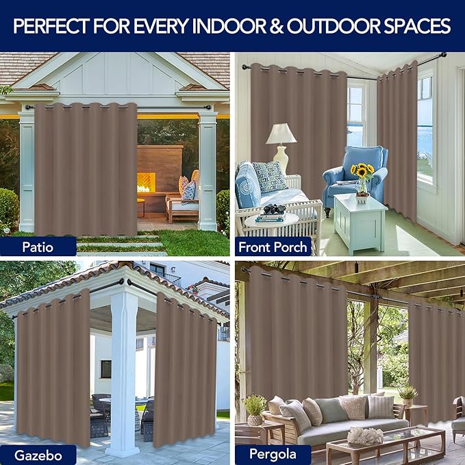 PureFit Outdoor Curtains for Patio Waterproof Weatherproof, UV and Fade - Image 5