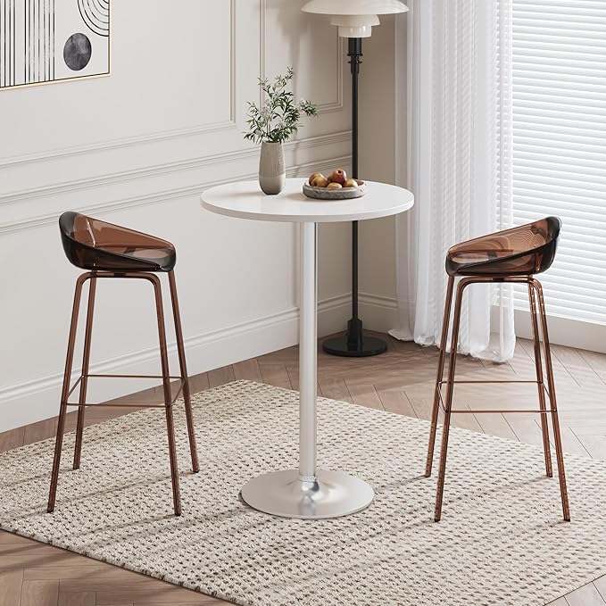 Flamaker Round Bistro Pub Table Modern Style Metal Base MDF Top Cocktail Bar - Image 8