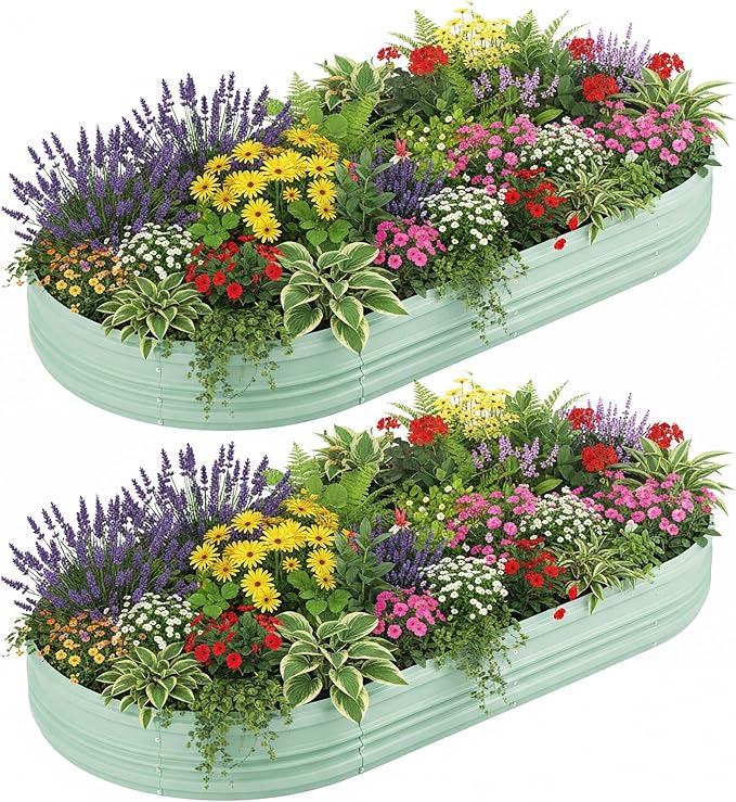 WORKPRO 2PK 8x4x1ft Outdoor Galvanized Raised Garden Bed, Easy Assembly Planter by WORKPRO