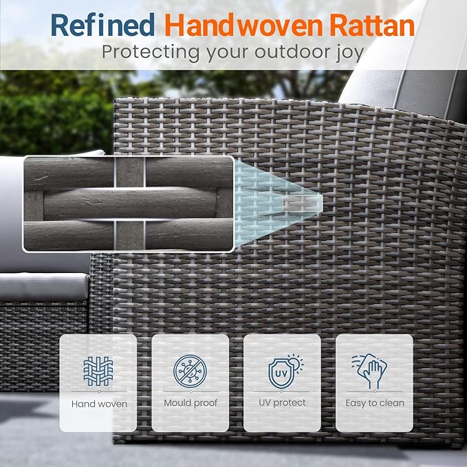 Wisteria Lane 4 Piece Patio Furniture Set, Wicker Outdoor Patio Conversation - Image 4