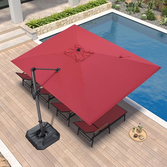 PURPLE LEAF 9' X 11.5' Patio Umbrella Outdoor Cantilever Rectangle Umbrella by PURPLELEAF