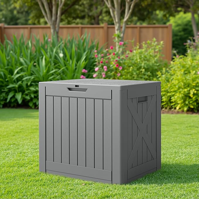 JUMMICO 42 Gallon Deck Box Waterproof, Resin Outdoor Storage Box - Image 6